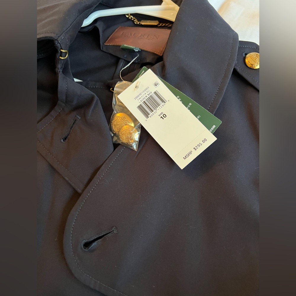 Mid length Ralph Lauren Navy Blue Trench Coat